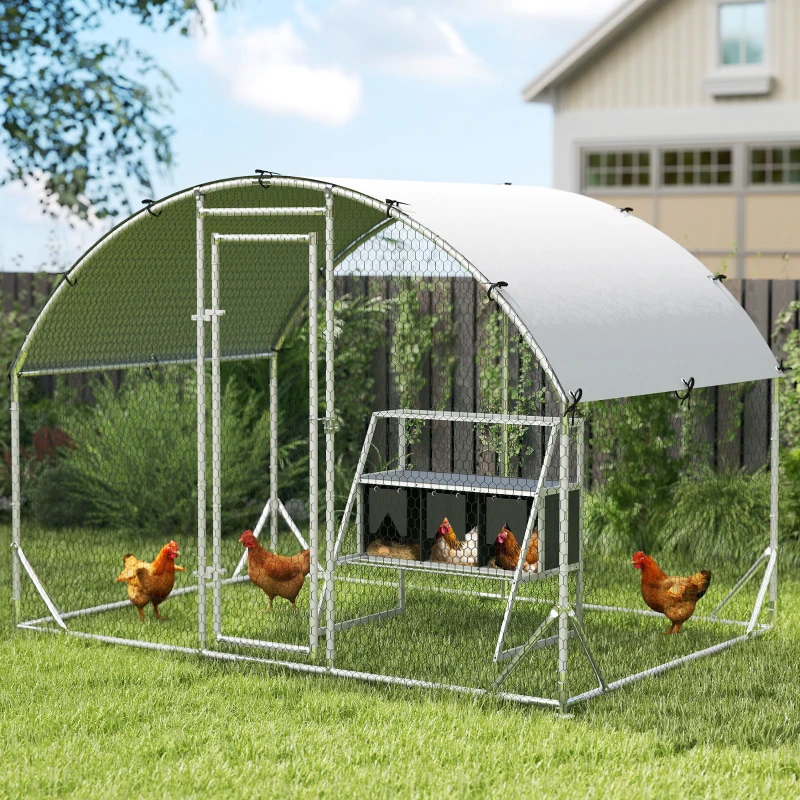 PawHut 3 Compartments Nesting Boxes for Chickens with Privacy Curtains, Standing Perches, Up to 6-12 Hens