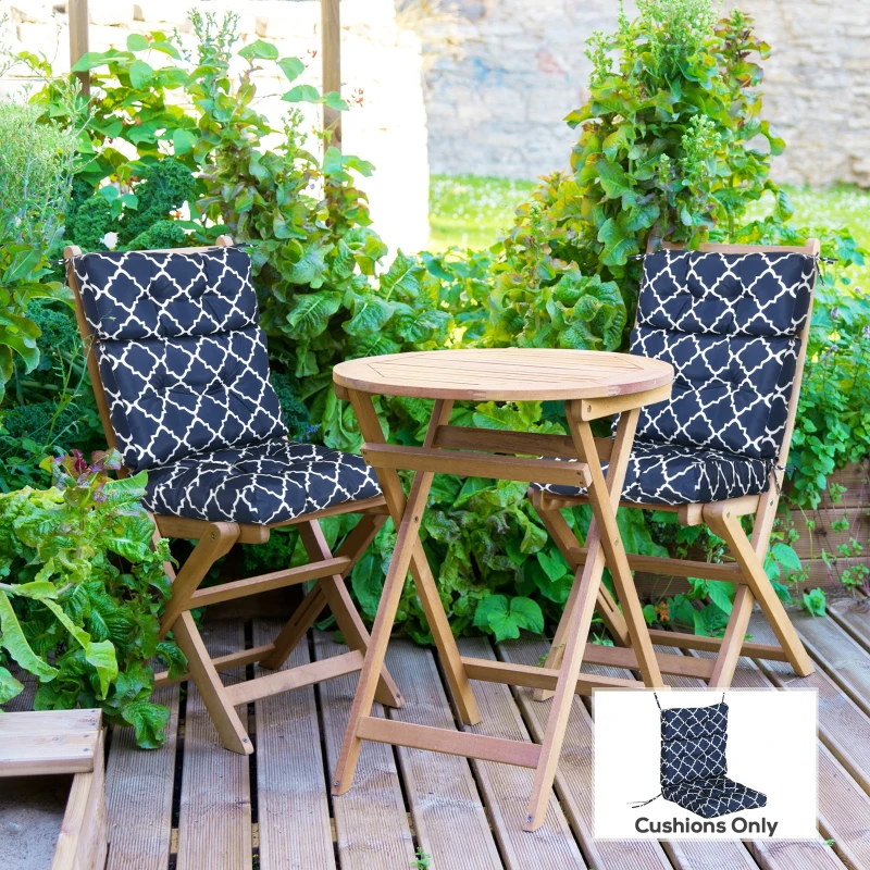 Outsunny Outdoor Seat/Back Chair Cushion, One-Piece Patio Chair Cushion Replacement, Tufted Pillow with Thick Filling and String Ties, 44" x 42" x 4", Blue