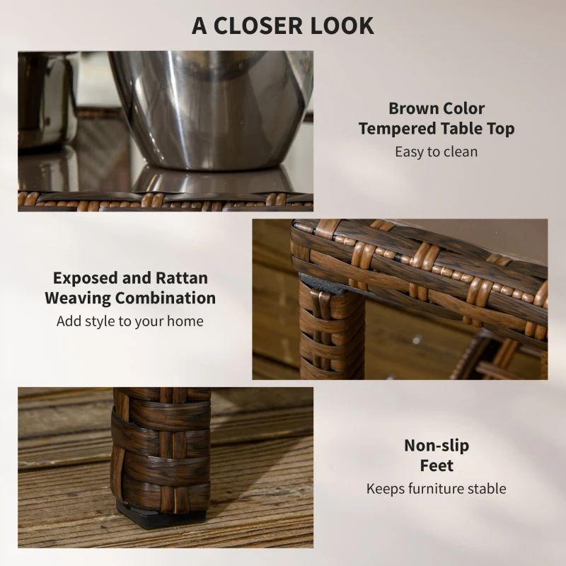 Outsunny 4 Piece Rattan Patio Furniture Set, Conversation Set with Swivel Glider Chairs Table Loveseat for Garden, Patio, Cream