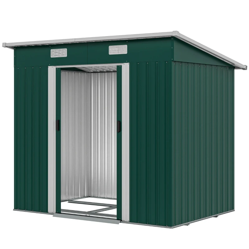 Outsunny 7'x 4' Metal Patio Storage Shed Garden Lockable Shed Tool Utility Storage Unit, Green