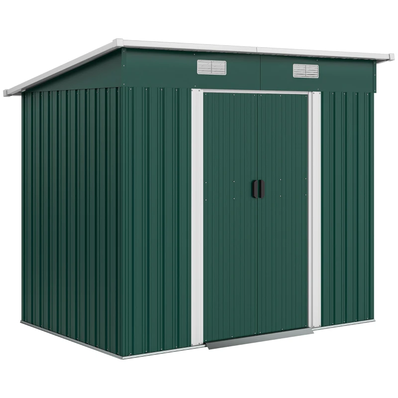Outsunny 7'x 4' Metal Patio Storage Shed Garden Lockable Shed Tool Utility Storage Unit, Green