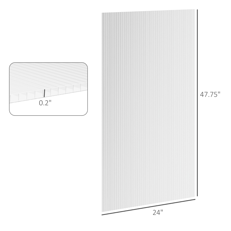 Outsunny 14 Pieces Twin-Wall Polycarbonate Panels Waterproof UV Protected Polycarbonate Greenhouse Panels, 4' x 2' x 0.16", Clear(m-3)