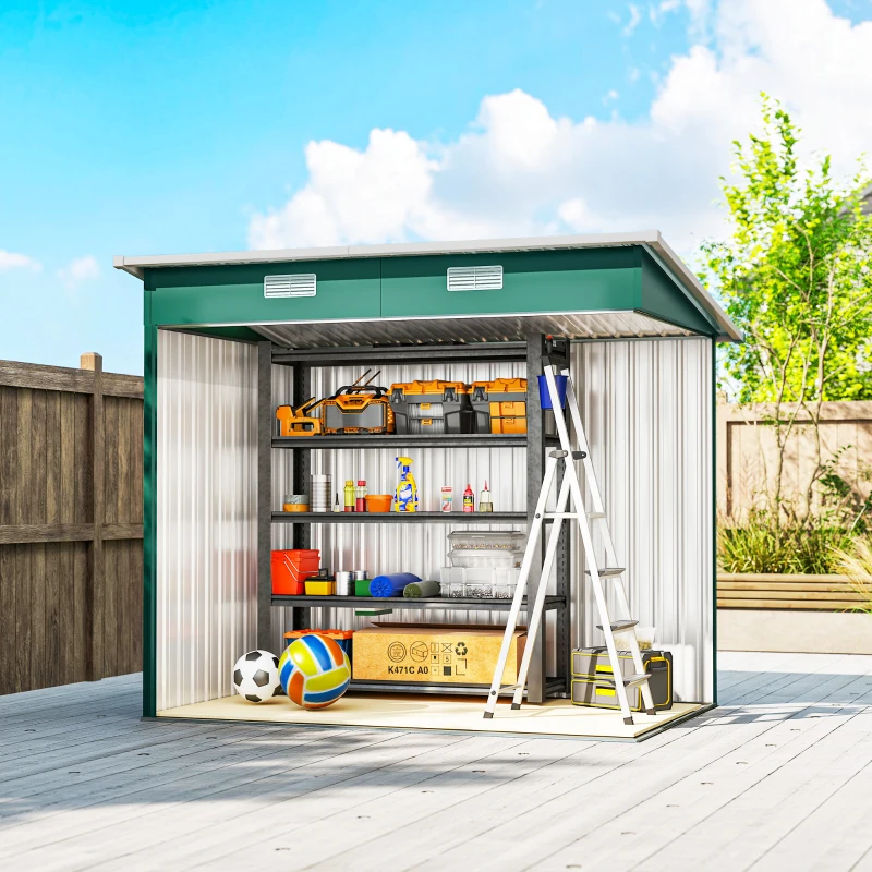 Outsunny 7'x 4' Metal Patio Storage Shed Garden Lockable Shed Tool Utility Storage Unit, Green