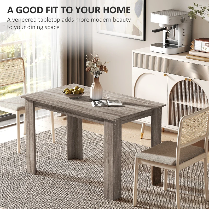 HOMCOM 47" Kitchen Table for 4-6 People, Dining Table with Wood Effect for Dining Room, Light Grey
