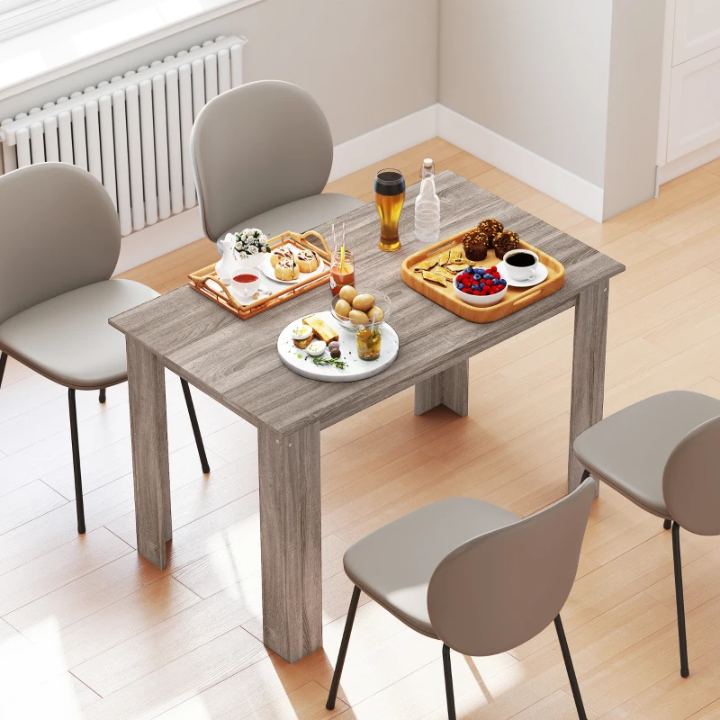 HOMCOM 47" Kitchen Table for 4-6 People, Dining Table with Wood Effect for Dining Room, Light Grey