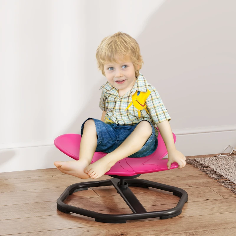 Qaba Butterfly-Shaped Kids Swivel Chair, Non-Slip Sit and Spin Sensory Chair for Training Body Coordination, Pink