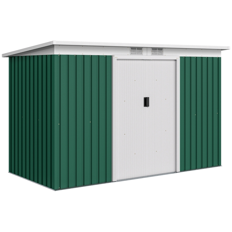 Outsunny Green Garden Storage Shed, Spacious Sturdy Metal