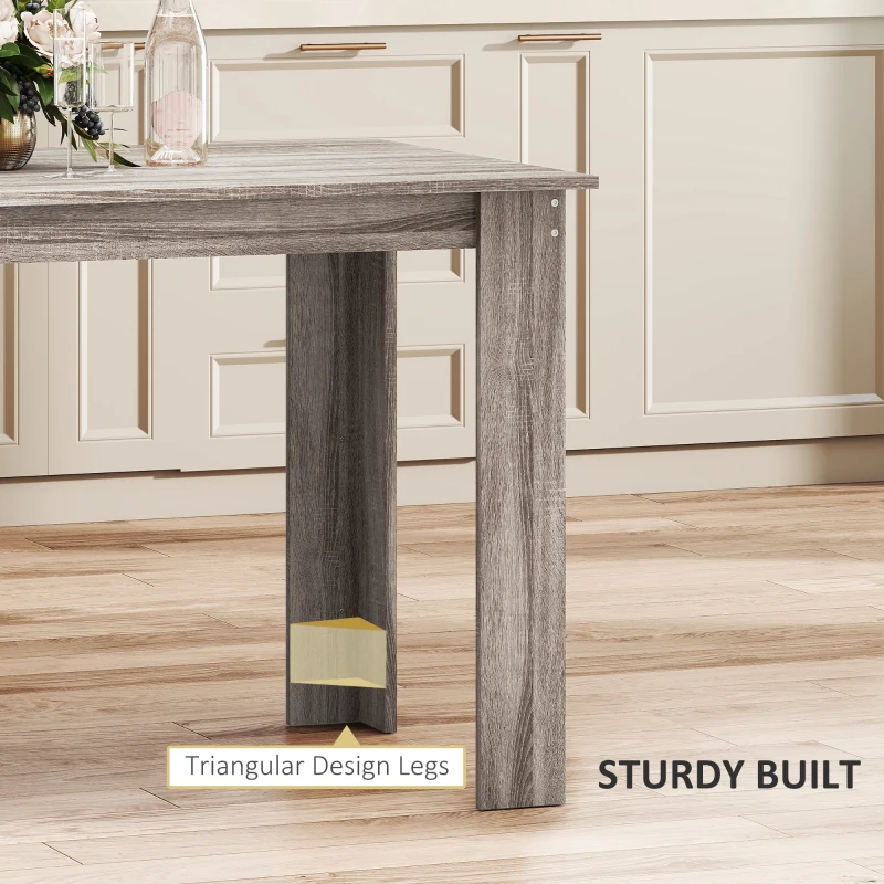 HOMCOM 47" Kitchen Table for 4-6 People, Dining Table with Wood Effect for Dining Room, Light Grey