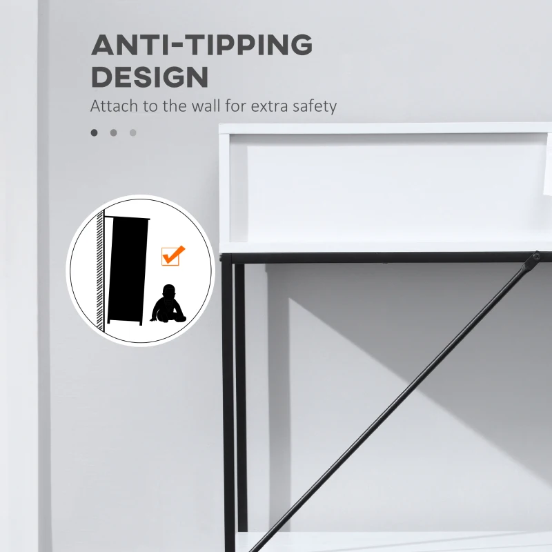 HOMCOM Modern Console Table with 2 Drawers, 2 Tier Entryway Table with storage Shelf, Narrow Sofa Table for Living Room, Hallway, White