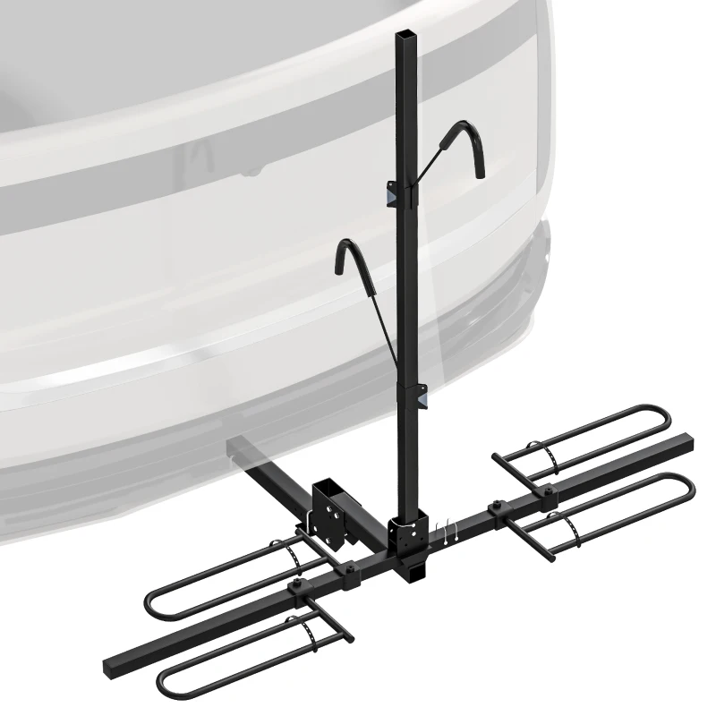 HOMCOM Hitch Bike Rack for Car, 200 lbs 2 Bike Rack with Platform Style, Safety Strap for 2" Receiver, Black