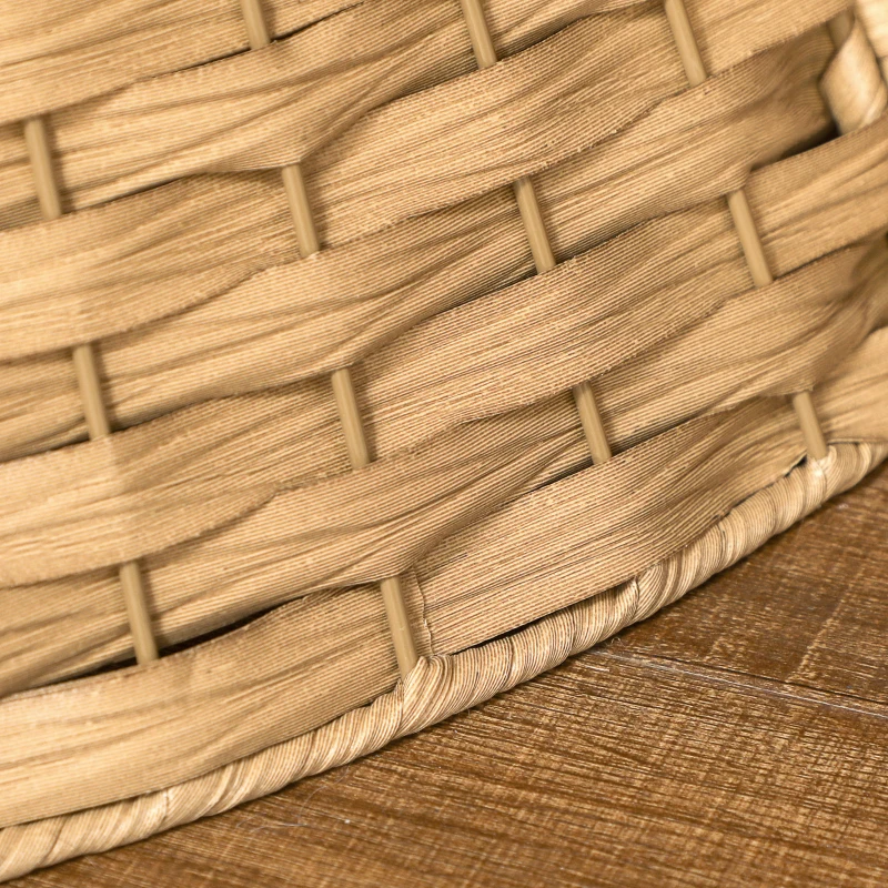 HOMCOM 27 inch Rustic Christmas Tree Skirt, Plastic Woven Christmas Tree Collar for Party, Holiday, Home Decoration, Natural