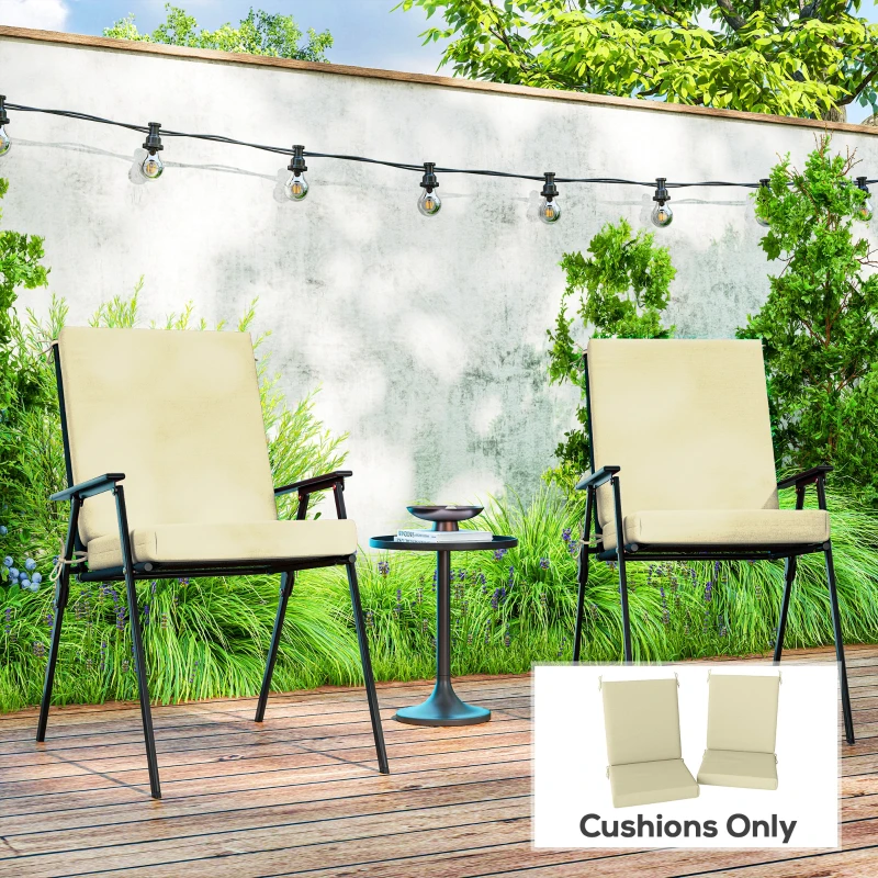 Outsunny Outdoor Cushions Set of 2 for Dining Chairs, Outdoor Seat Cushions with Back, Fade-Resistant Yarn-Dyed Polyester, Beige