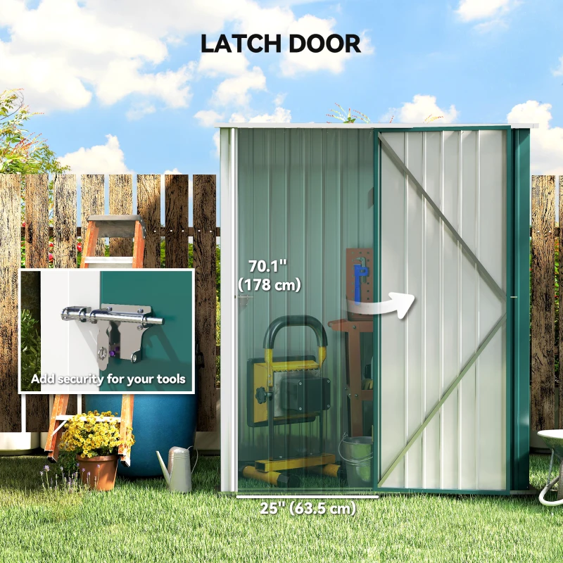 Outsunny 5' x 3' Outdoor Storage Shed, Steel Garden Shed with Single Lockable Door, Tool Storage Shed for Backyard, Green