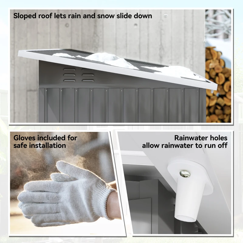 Outsunny 7' x 4' Galvanised Steel Outdoor Storage Shed, Garden Shed with Window, Lockable Wide Door and Air Vents, Dark Grey