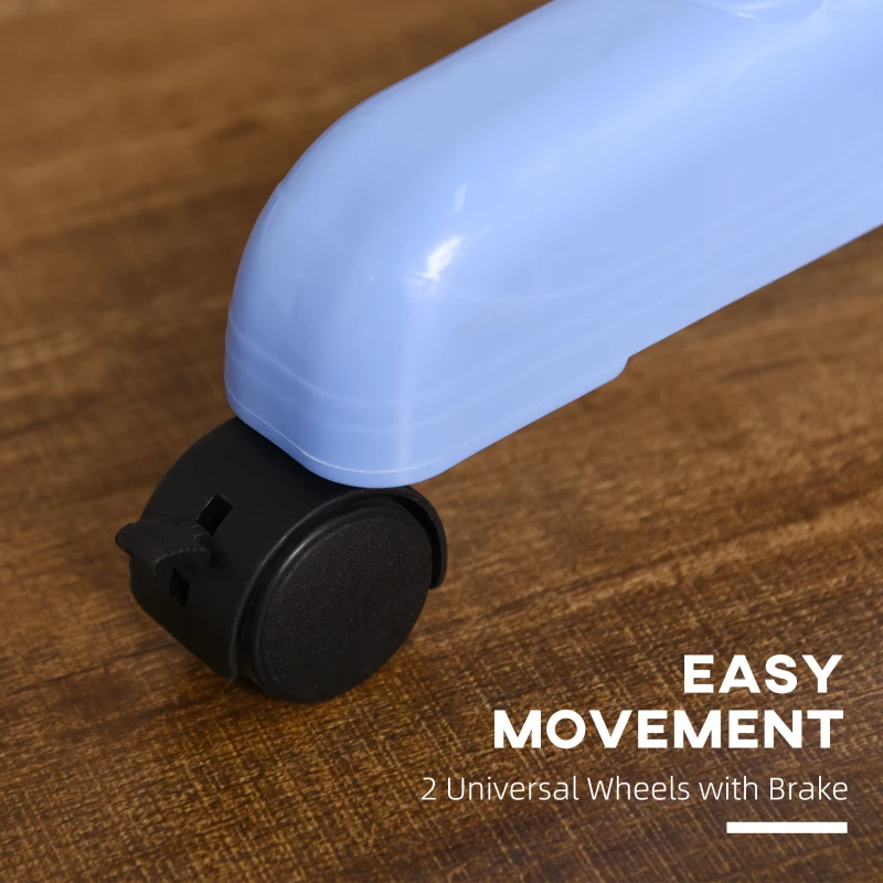 HOMCOM Foldable Clothes Drying Rack, 4-Tier Steel Laundry Rack for Drying Clothes with 2 Side Wings and 4 Castors, Indoor and Outdoor Use, Blue