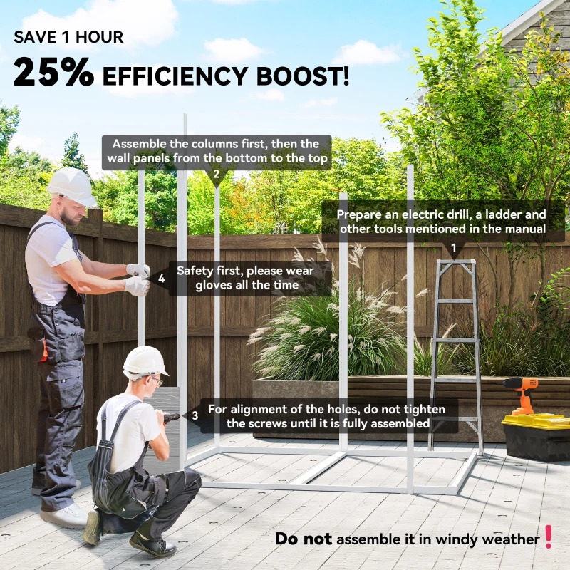 Outsunny 6' x 6' Resin Outdoor Storage Shed with Floor, Window, Lockable Doors and Vents for Backyard Patio Lawn, Grey