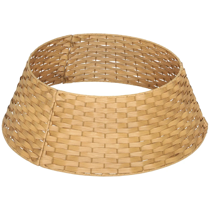 HOMCOM 27 inch Rustic Christmas Tree Skirt, Plastic Woven Christmas Tree Collar for Party, Holiday, Home Decoration, Natural