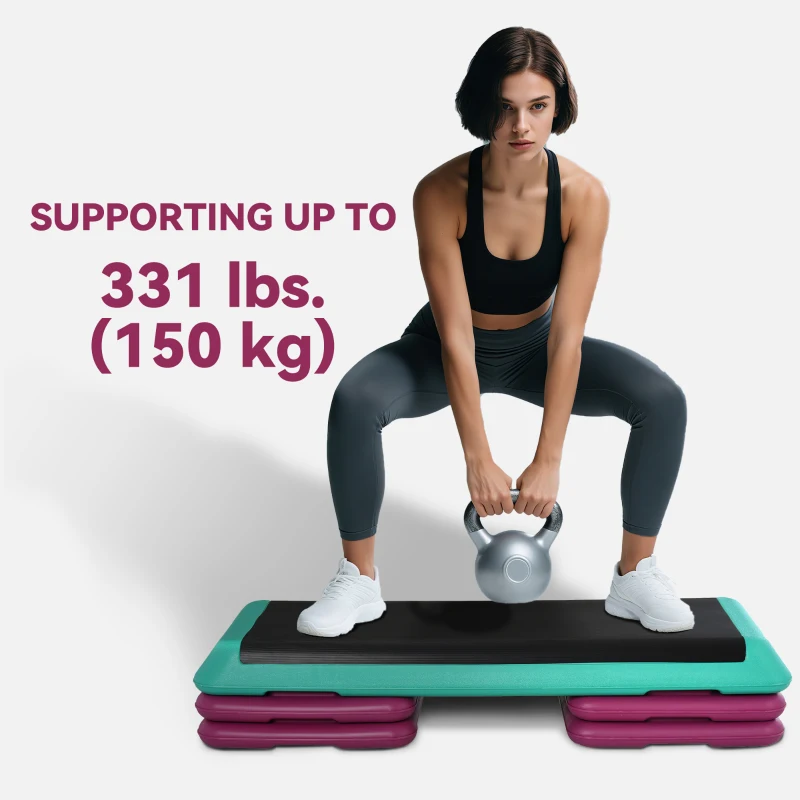 Soozier 3.9"/5.9"/7.9" Aerobic Stepper Exercise with Non-Slip Top for Home, Office, Indoor, Outdoor, Multicolour