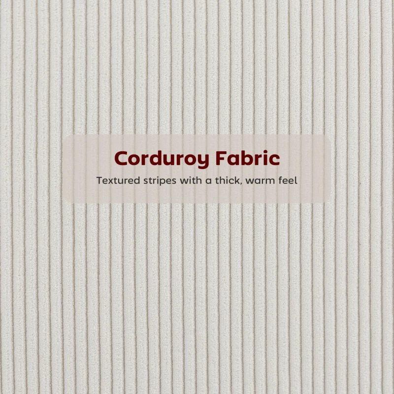 HOMCOM Set of 2 Barstools, Upholstered Corduroy Bar Stools with Backrest, Footrest for Kitchen Island, Dining Room, Cream White