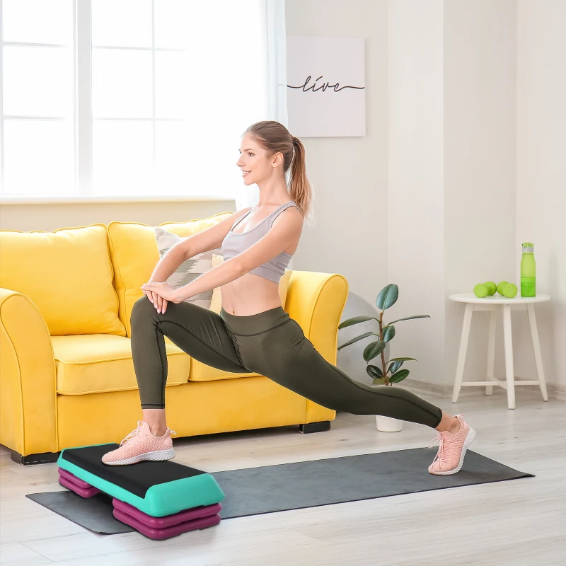 Soozier 3.9"/5.9"/7.9" Aerobic Stepper Exercise with Non-Slip Top for Home, Office, Indoor, Outdoor, Multicolour