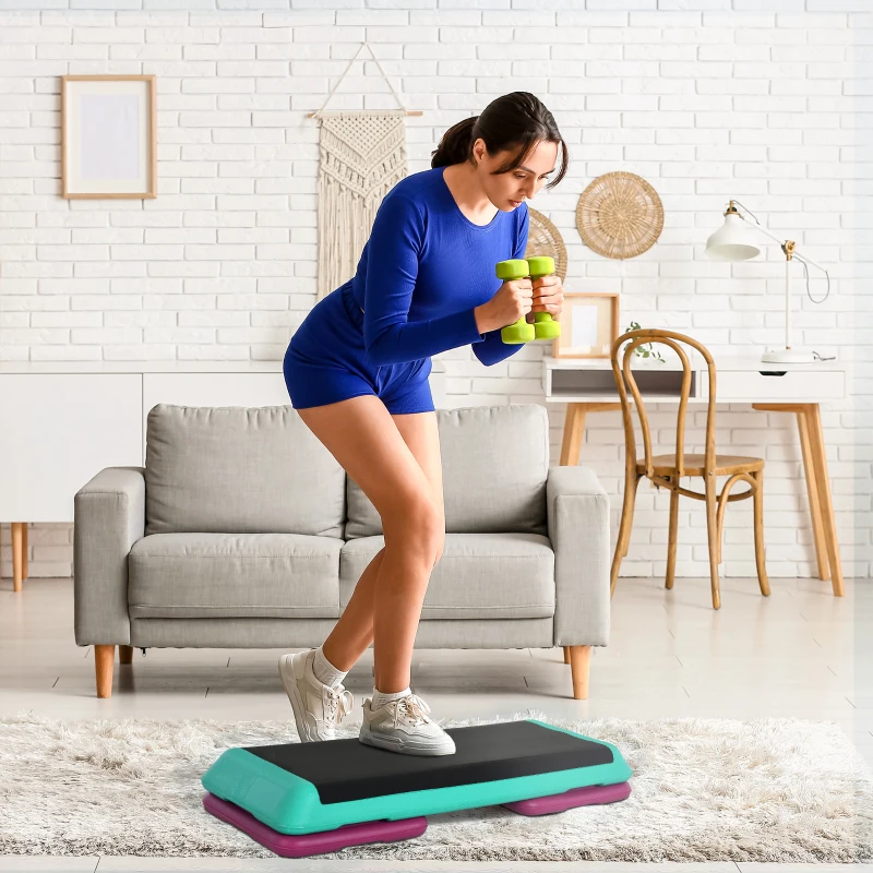 Soozier 3.9"/5.9"/7.9" Aerobic Stepper Exercise with Non-Slip Top for Home, Office, Indoor, Outdoor, Multicolour