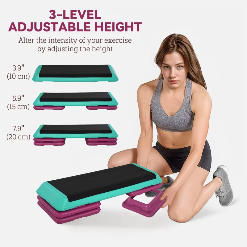 Soozier 3.9"/5.9"/7.9" Aerobic Stepper Exercise with Non-Slip Top for Home, Office, Indoor, Outdoor, Multicolour