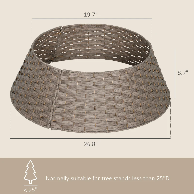 HOMCOM 27 inch Rustic Christmas Tree Skirt, Plastic Woven Christmas Tree Collar for Party, Holiday, Home Decoration, Coffee