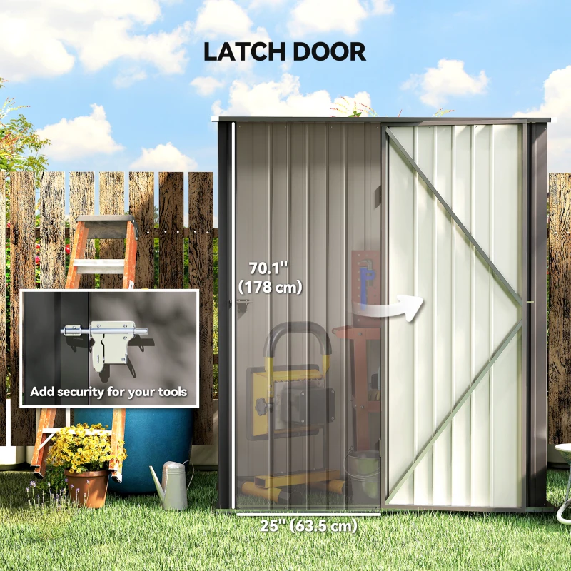 Outsunny 5' x 3' Outdoor Storage Shed, Steel Garden Shed with Single Lockable Door, Tool Storage Shed for Backyard, Light Grey