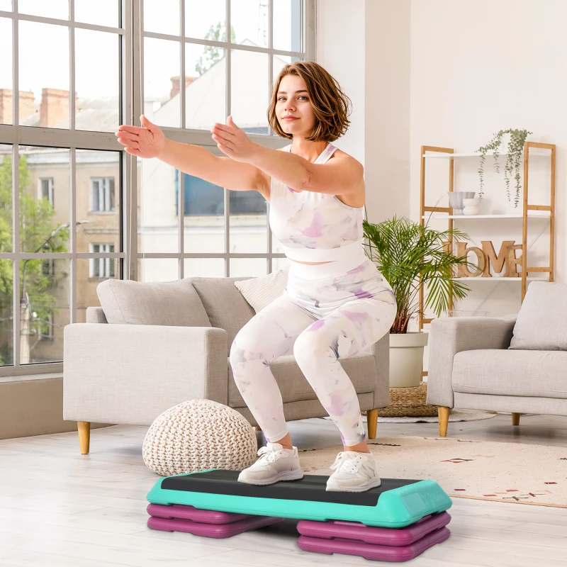 Soozier 3.9"/5.9"/7.9" Aerobic Stepper Exercise with Non-Slip Top for Home, Office, Indoor, Outdoor, Multicolour