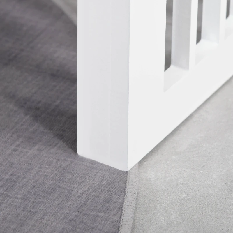 PawHut Deluxe Double Pet Dog Bowl Feeding Station Wooden Stand Pet Feeder Elevated Base Twin Bowls Stainless Steel, White