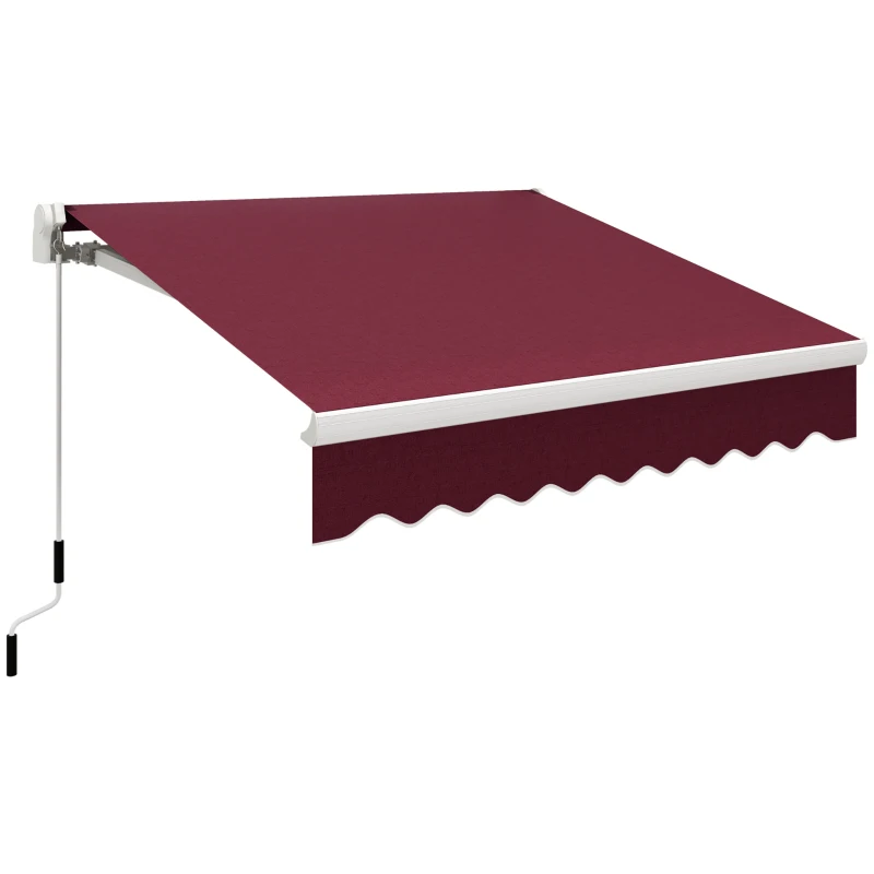 Outsunny 8' x 6.6' Patio Retractable Awning, Manual Exterior Sun Shade Deck Window Cover, Wine Red
