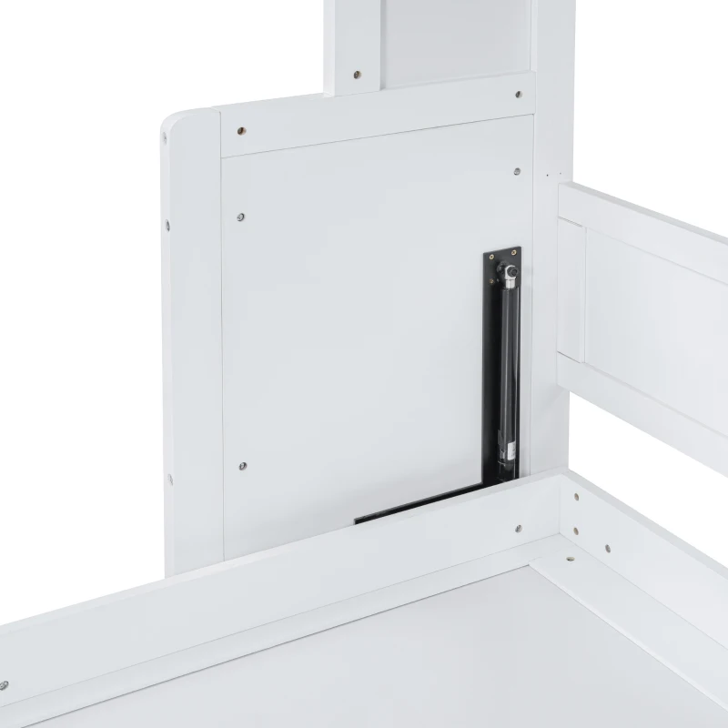 Queen Size Murphy Bed with Side Flip, Closet and Drawers, Space-saving Wall Bed with Integrated Storage, 112" L x 21.5" W x 78.5" H, White