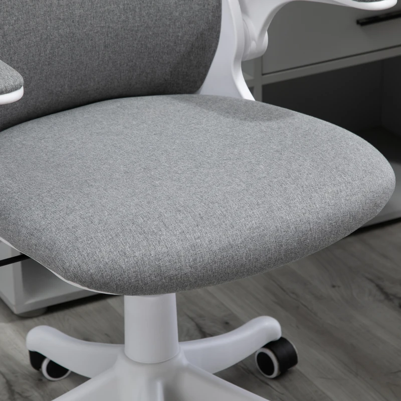 Vinsetto Office Chair 360° Swivel Task Desk Breathable Fabric Computer Chair with Flip-up Arms and Adjustable Height, Grey