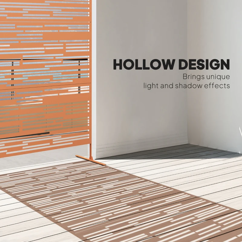 Outsunny 78" H x 48" W Metal Outdoor Privacy Screen, Freestanding Decorative Privacy Fence Screen for Balcony, Brown