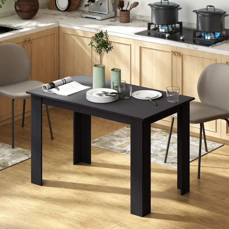 HOMCOM 47" Kitchen Table for 4-6 People, Dining Table with Wood Effect for Dining Room, Black