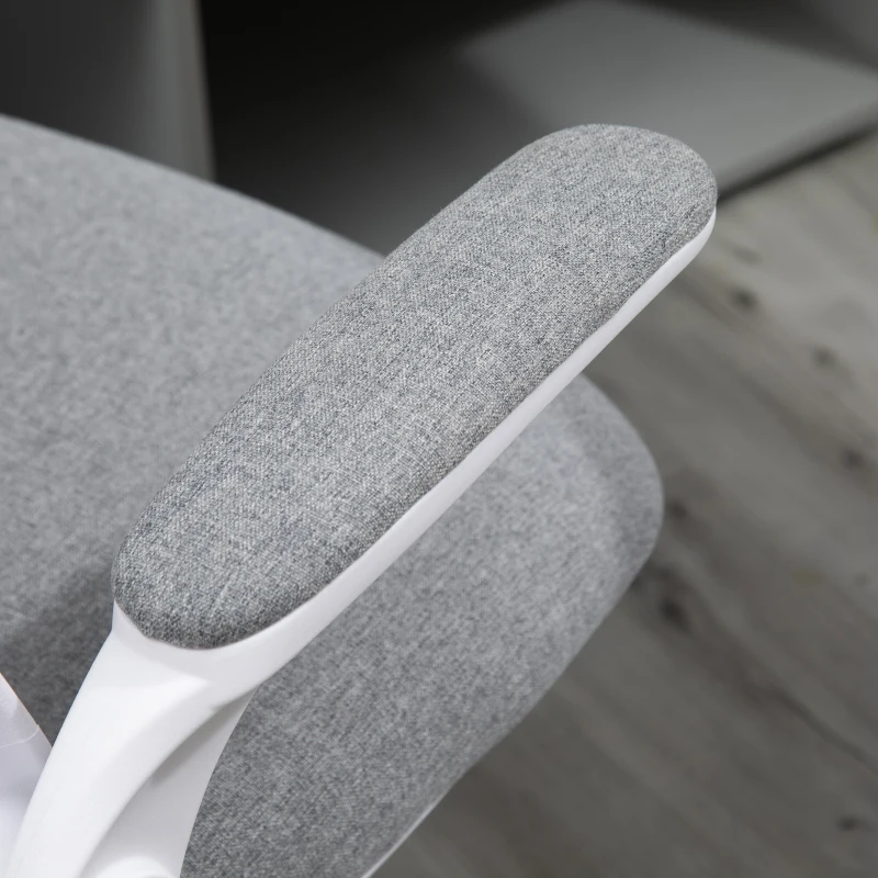 Vinsetto Office Chair 360° Swivel Task Desk Breathable Fabric Computer Chair with Flip-up Arms and Adjustable Height, Grey