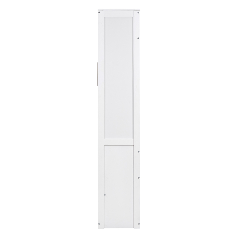 Full Size Murphy Bed with Dual Piston Mechanism, Storage Shelves, Space-Saving Wall Bed with Flexible Slats, 87.5" L x 16" W x 84" H, White