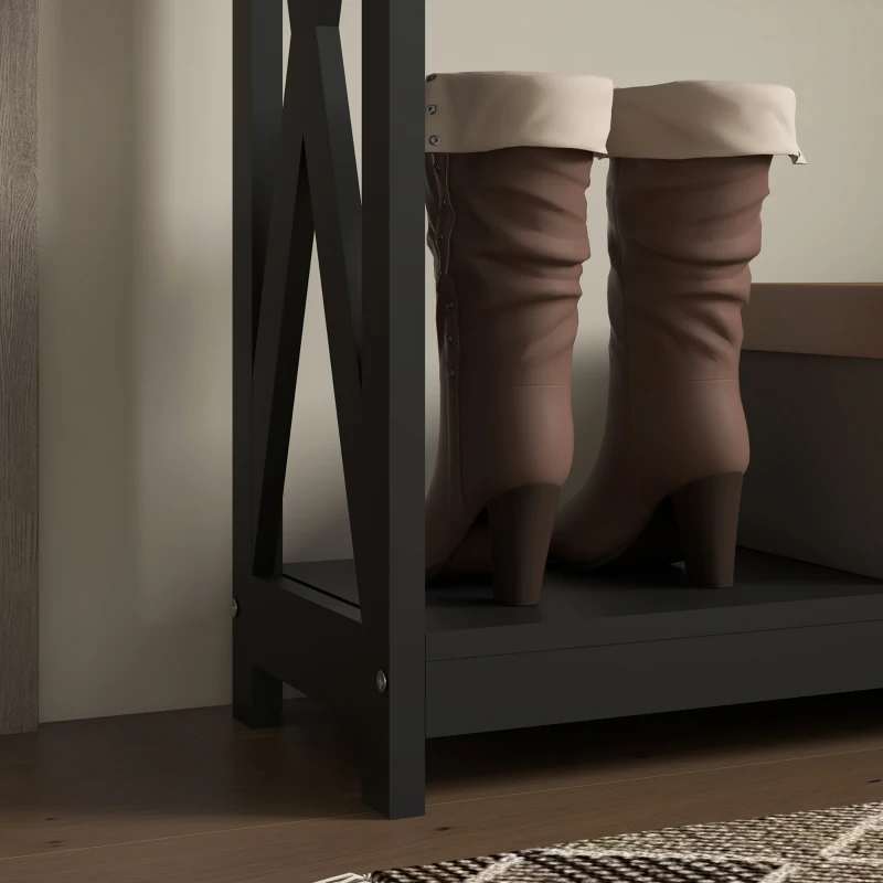 HOMCOM Console Table, 2 Tier Entryway Table with Bottom Shelf for Living Room, Hallway, Black