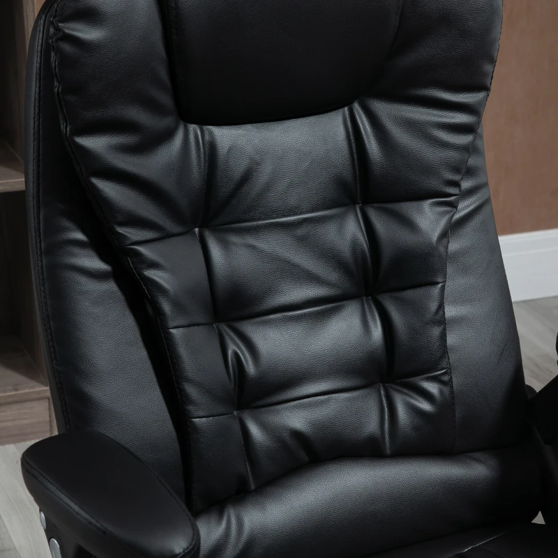 Vinsetto Executive Chair PU Leather Recliner Office Chair, with Swivel Wheels, Arm, Adjustable Height, High Back, Black