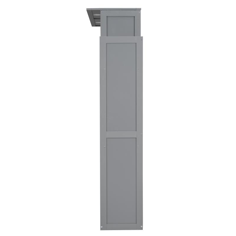 Full Size Murphy Bed with Shelves, LED Lights, Space-Saving Wall Bed with Flexible Slats, Dual Piston Mechanism, 91" L x 81" W x 84" H, Grey