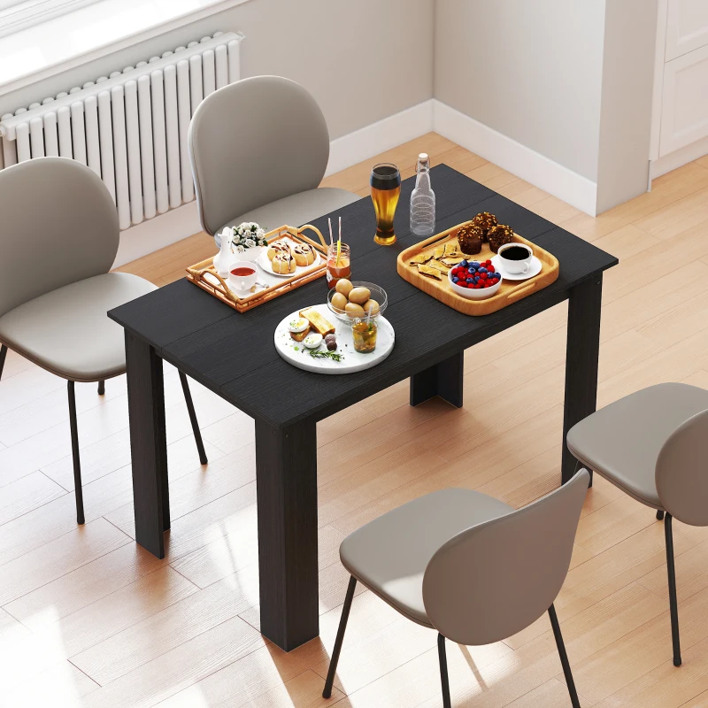 HOMCOM 47" Kitchen Table for 4-6 People, Dining Table with Wood Effect for Dining Room, Black