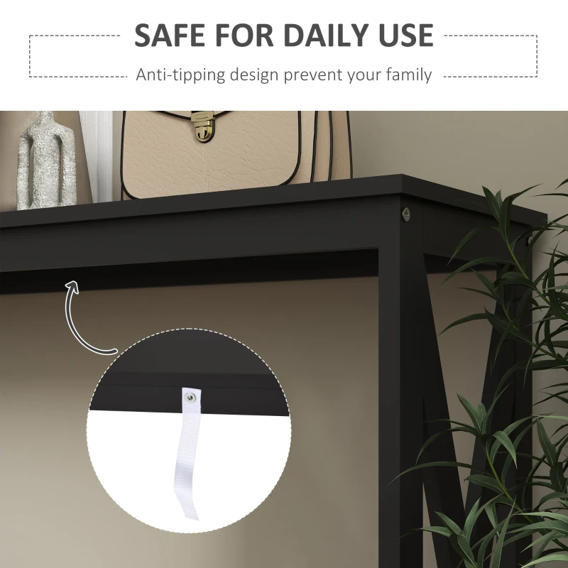 HOMCOM Console Table, 2 Tier Entryway Table with Bottom Shelf for Living Room, Hallway, Black