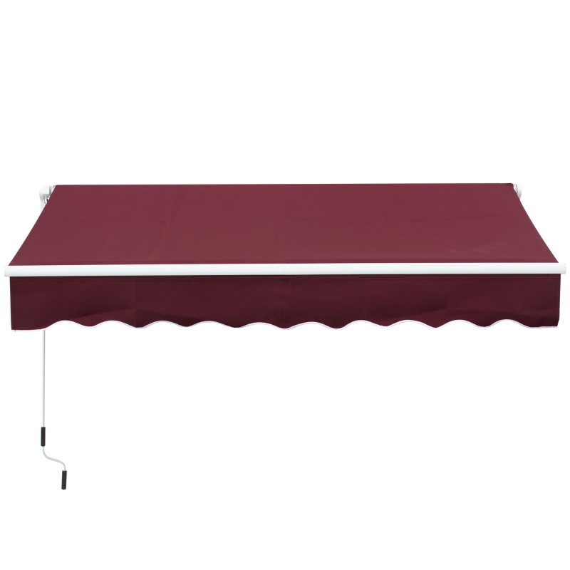 Outsunny 8' x 6.6' Patio Retractable Awning, Manual Exterior Sun Shade Deck Window Cover, Wine Red