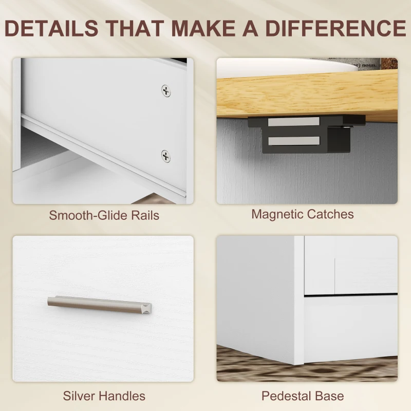 HOMCOM Kitchen Island with Storage Cabinets, 3 Drawers, 2 Adjustable Shelves and Sitting Space for Dining Room, White