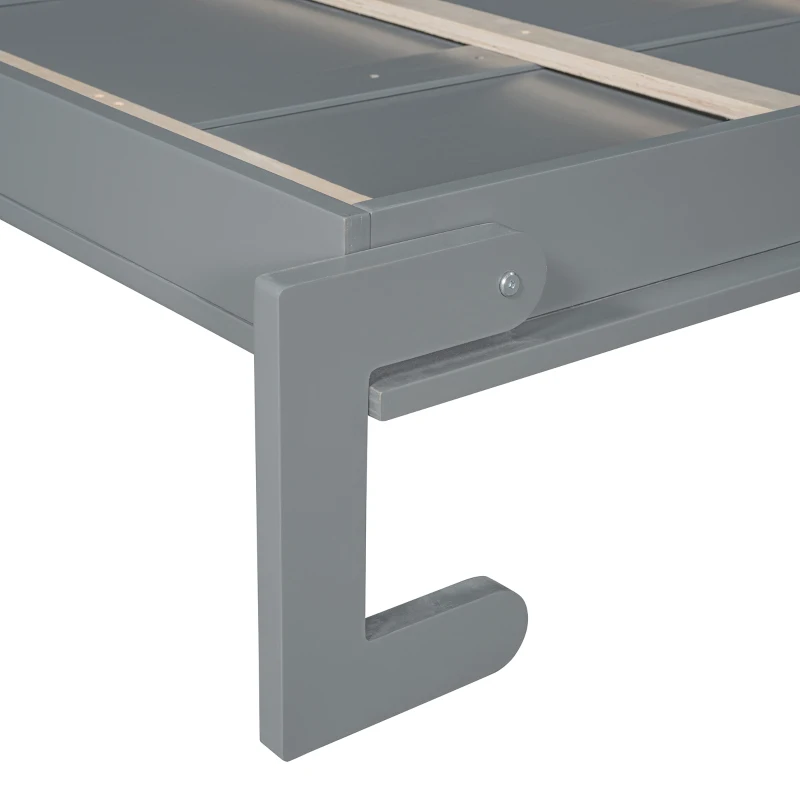 Modern Queen Size Murphy Bed with Closet, Drawers and Shelves, Space-saving Wall Bed with Integrated Storage, 114" L x 17" W x 87" H, Grey