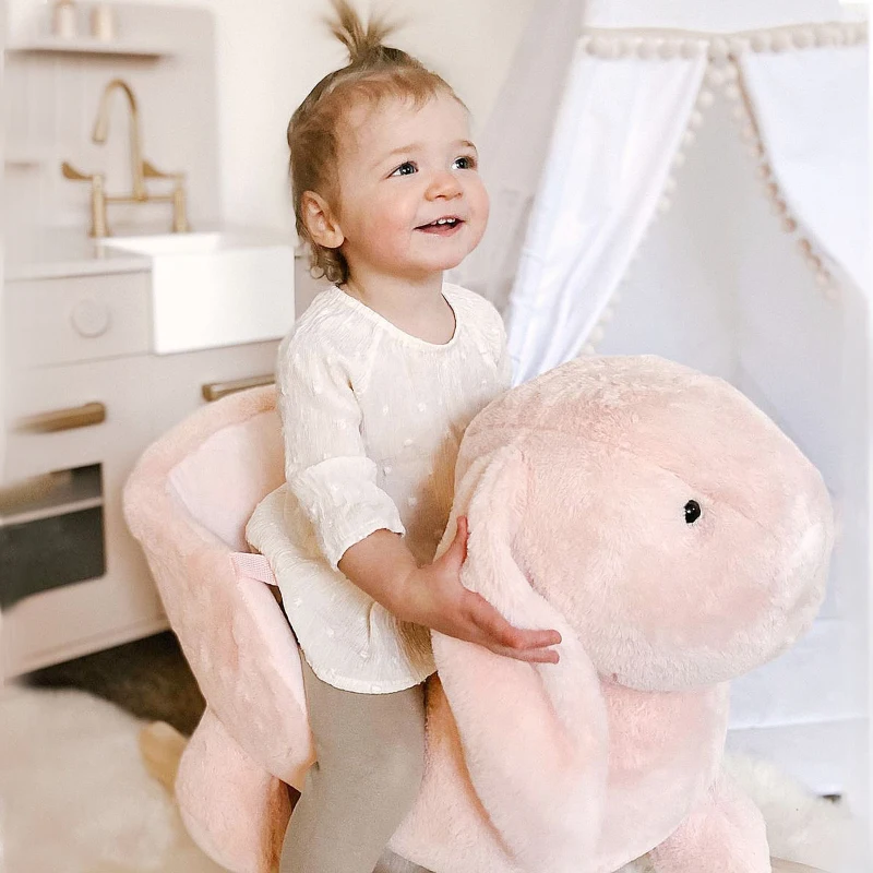 Qaba Rabbit Wooden Rocking Horse with Sound, Pink