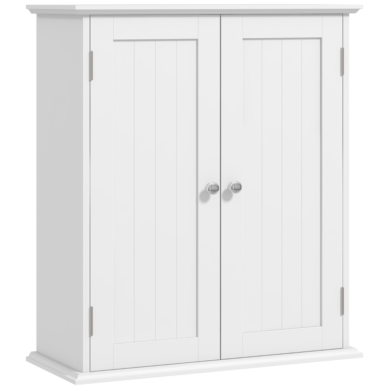 HOMCOM Bathroom Medicine Cabinet, Wall Cabinet with 2 Doors and Adjustable Shelf, Space Saver Over Toilet Cabinet