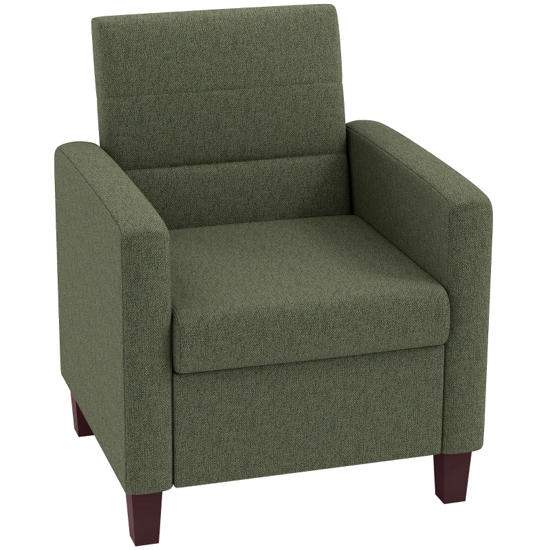 HOMCOM Fabric Accent Chair, Modern Armchair with Seat Cushion and Non-Slip Pads for Living Room, Bedroom, Dark Green