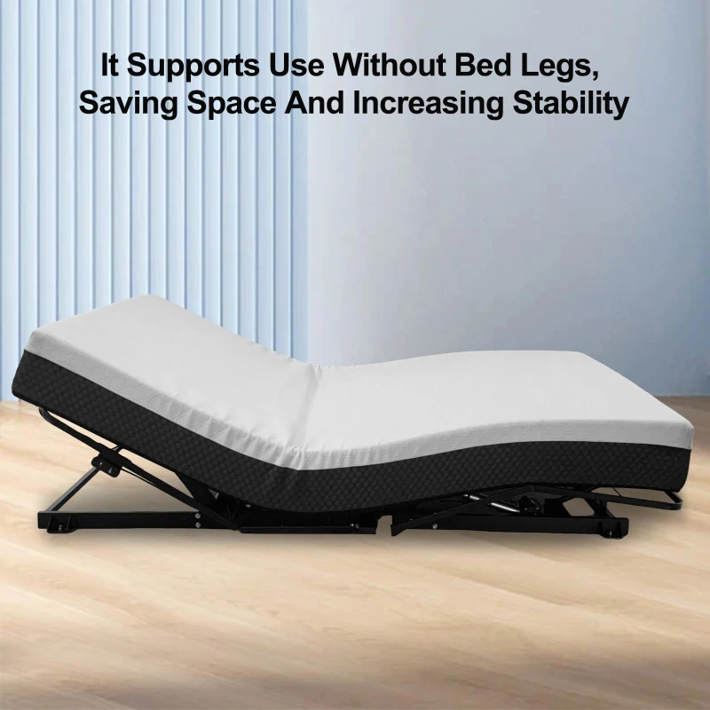 Queen Size Zero-Clearance Adjustable Bed Base with Head and Foot Incline, Quiet Motor, Dual USB A+C Ports, 79" L x 59" W x 15" H, Black