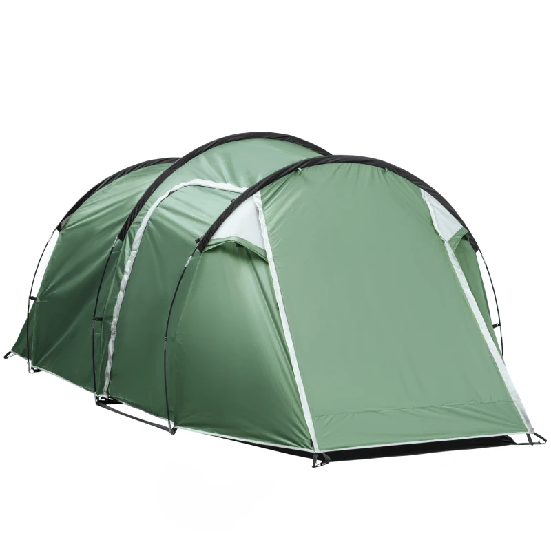 Outsunny Pop Up Camping Tent with Vestibule Waterproof Tent for 2-3 Person, Dark Green
